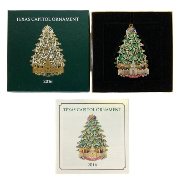 Texas State Capitol 2016 Annual Holiday Ornament Christmas Tree Gold-Plated - Picture 1 of 4